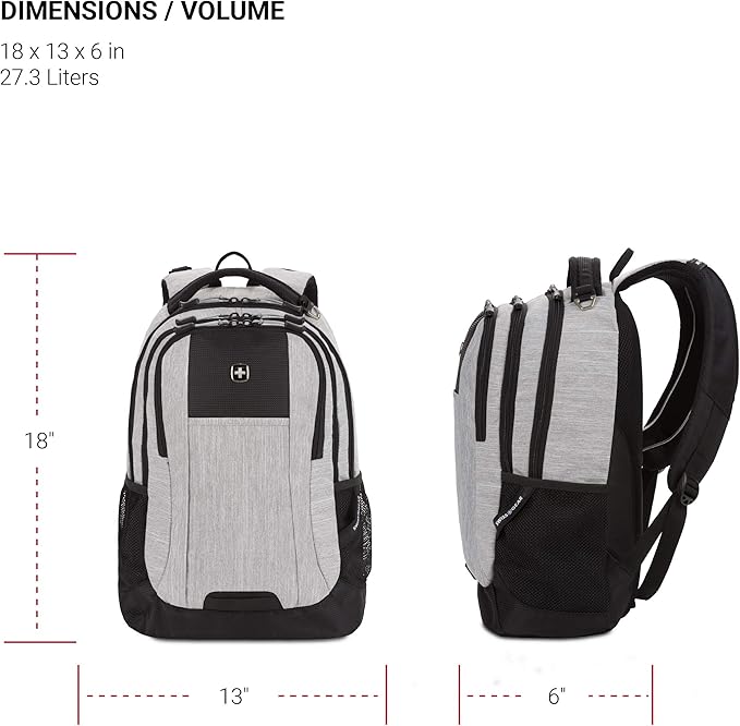 SwissGear Cecil 5505 Laptop Backpack, Heather Grey - Image 5