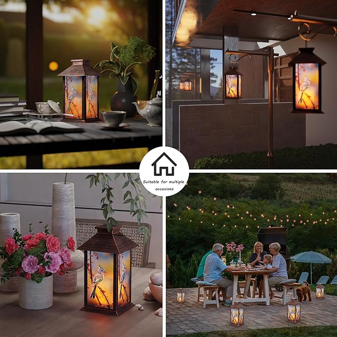 Outdoor Solar Lanterns, Waterproof Blue Jay Hanging Lantern - Image 6