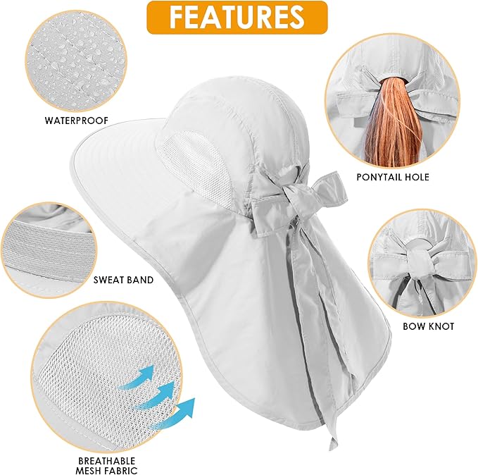 Womens Sun Hat UV Protection, Foldable Waterproof Wide Brim Bucket Hats - Image 6
