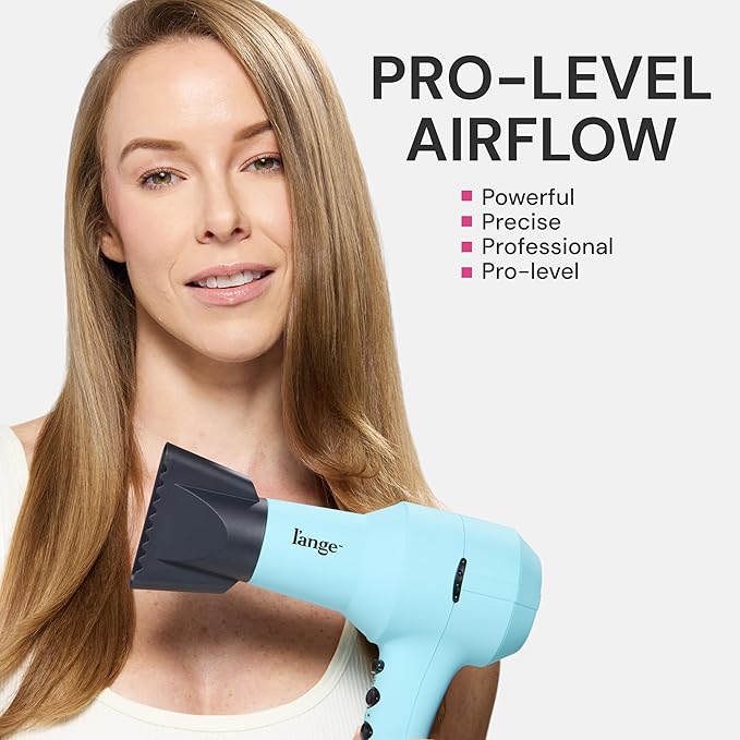L'ANGE HAIR PowerStyle Turbo Ionic Hair Dryer | 1875 Watt Professional Blow Dryer with Diffuser & Concentrator | Multiple Heat & Speed Settings for Fast Drying | Salon-Grade Styling Tools, Blue