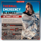 Emergency Blankets for Survival Gear and Equipment x6, Space Blanket, Mylar - Image 2
