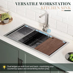 31.5-Inch Undermount Kitchen Sink Workstation, 16 Gauge 304 Stainless Steel - Image 4