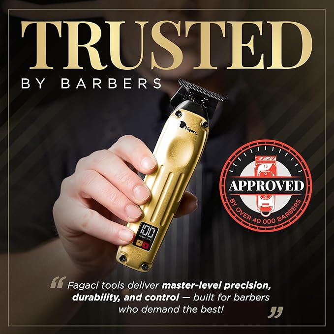 Fagaci Professional Zero Gapped Trimmer for Men, 5X Longer Sharpness Cordless Beard Trimmer for Men, T Liners Professional Trimmers for Barbers with Brushless Motor, Zero Gap Trimmers Barber T Blade