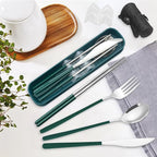 Portable Travel Camping Cutlery Set, TWUTGAYW Silver Green Reusable Flatware - Image 5