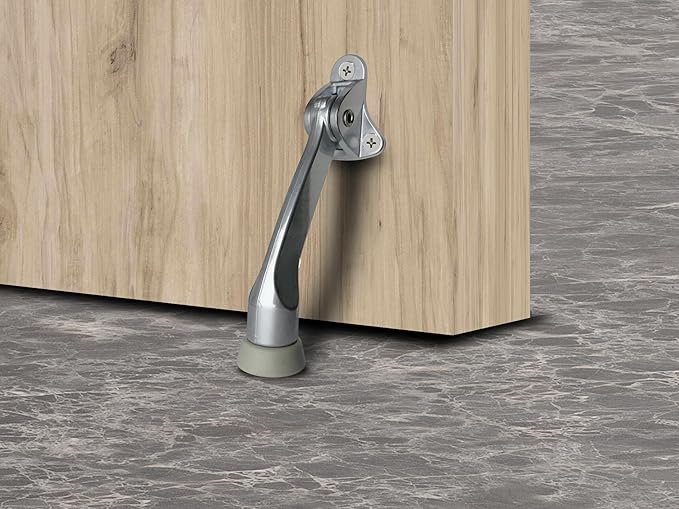 QCAA Heavy Duty Kickdown Door Stopper, Zinc Die Cast, Satin Chrome, Made in - Image 4
