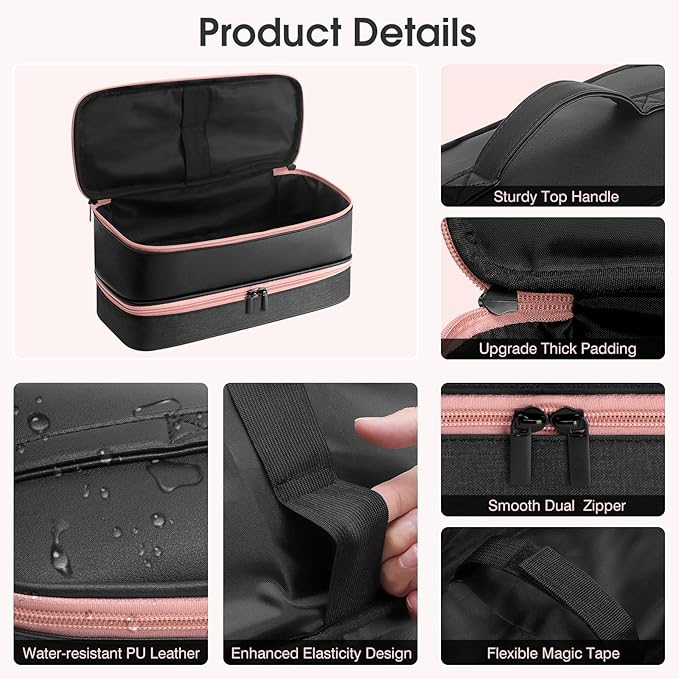 Travel Carrying Case for Hair Dryer for Shark FlexStyle Hair Dryer Bag Double-Layer Beauty Styler Organizer Hair Tool Storage Bag Hairdryer Accessories Black Case