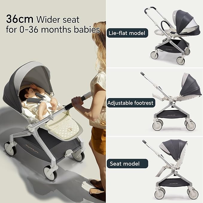 Hot Mom Baby Lightweight Stroller, Intelligent Seat Reversing，Double Brake and - Image 2