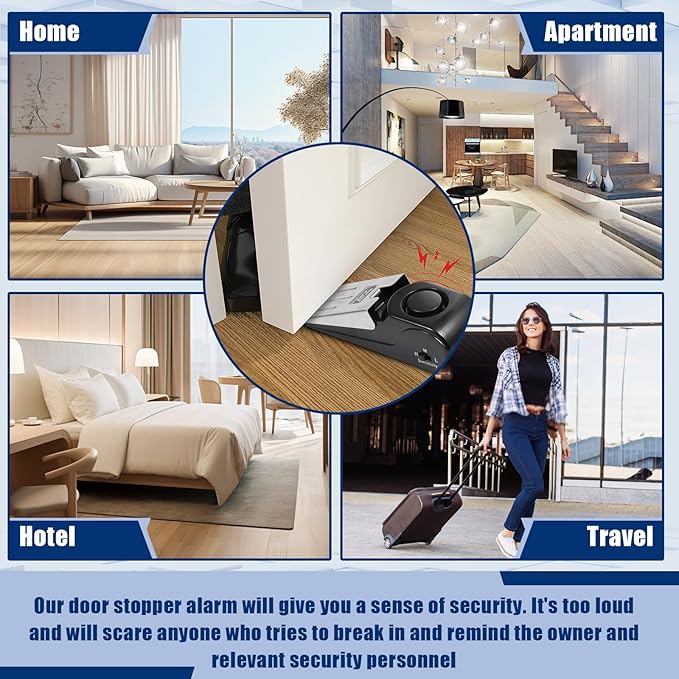 Door Stop Alarm 2 Pack, 120 dB Door Stopper Wedge Door Stops Alarm Great - Image 5