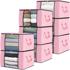Fab totes 8 Pack Clothes Storage, Foldable Thick Fabric Blanket Storage Bags by Fabtotes