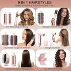 9 in 1 Hot Air Styler Wrap, High-Speed Hair Dryer Brush with Auto Wrap Curlers, Foldable Ionic Blow Dryer Brush for Fast Drying, Smoothing & Volumizing, Multi-Styling Tools (Gifts for Women)