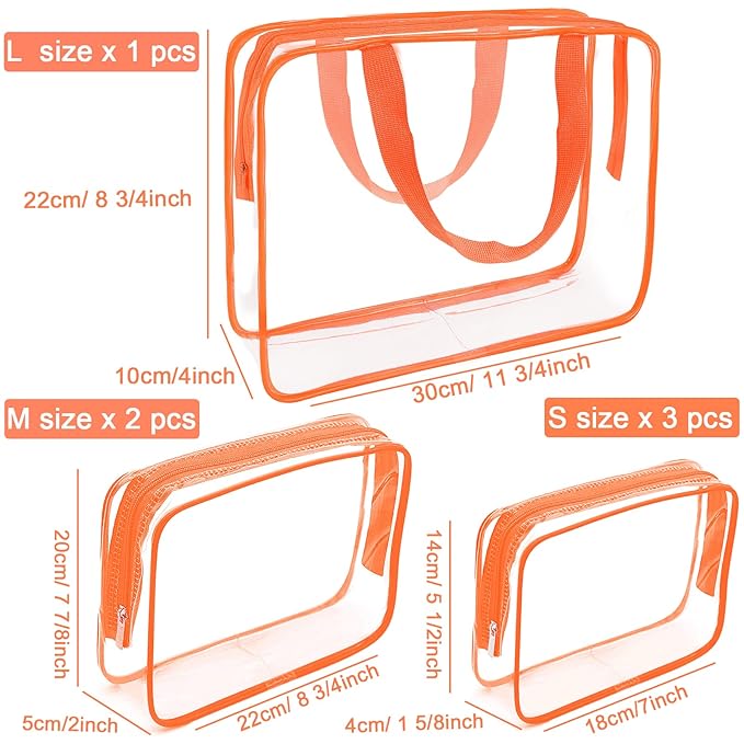 APREUTY Clear Makeup Bags, TSA Approved 6 Pcs Cosmetic Makeup Bags Set Clear PVC - Image 3