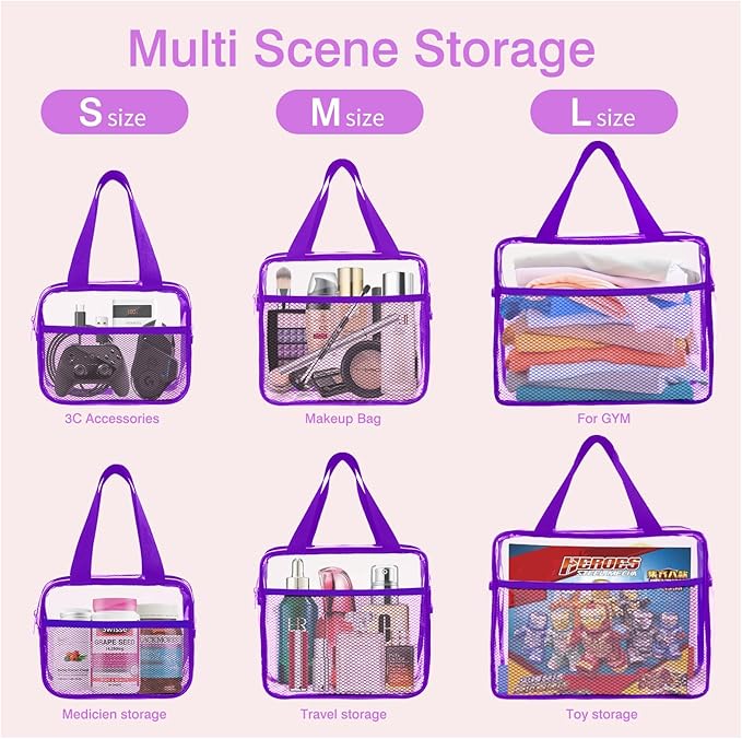 XEWEA Clear Travel Toiletry Bags, 3 Pack TSA Approved Transparent Makeup Bag - Image 4