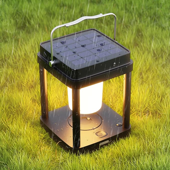 Solar Lantern Outdoor Table Lamp, Touch Control Outdoor Cordless Lantern by JOHUNT