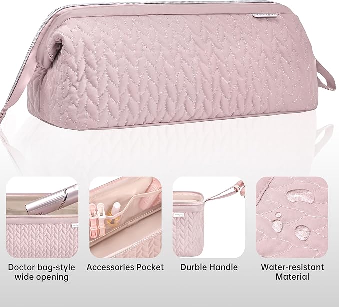 Shark Flex Style Case for Dyson Airwrap Hair Dryer Brush Revlon Hair Tools Travel Bag Carrying Case Flat Curling Iron Organizer (Pink)