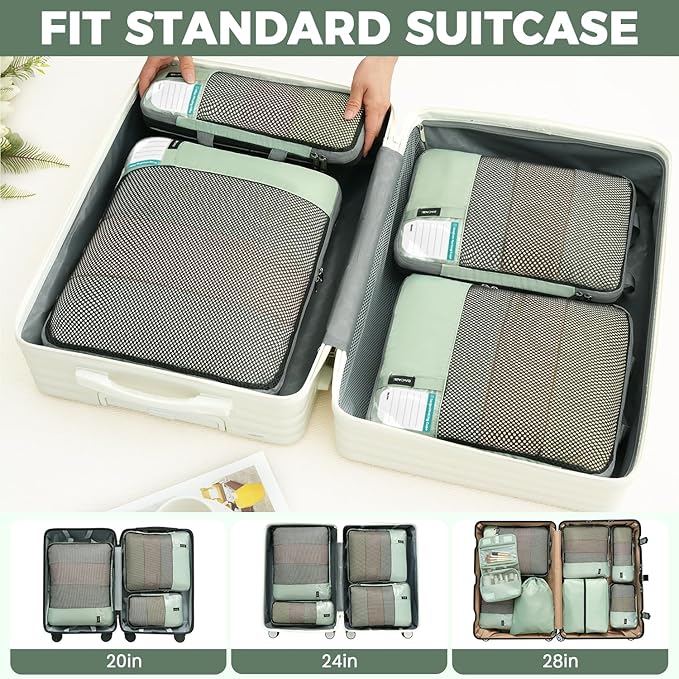 BAGAIL 4 Set/6 Set/8 Set Compression Packing Cubes Travel Accessories - Image 7