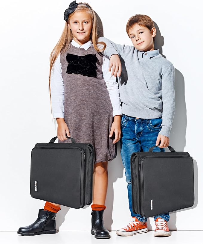 SUNEE Zippered Binder Bag with Handle, 2-Inch 3-Ring O-Ring, 500-Sheet Capacity - Image 6
