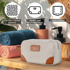 Small Makeup Bag for Women and Men - Cute Cosmetic Bag for Travel, Multipurpose Canvas Make up Pouch for Accessories, Mini Makeup Purse with Zipper and Internal Pockets for Toiletries - Sand