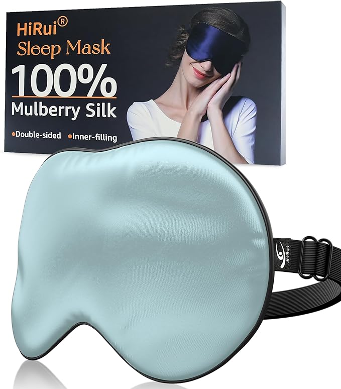 HiRui Silk Sleep Mask, 100% Natural Mulberry Silk of Double-Sided & by HiRui
