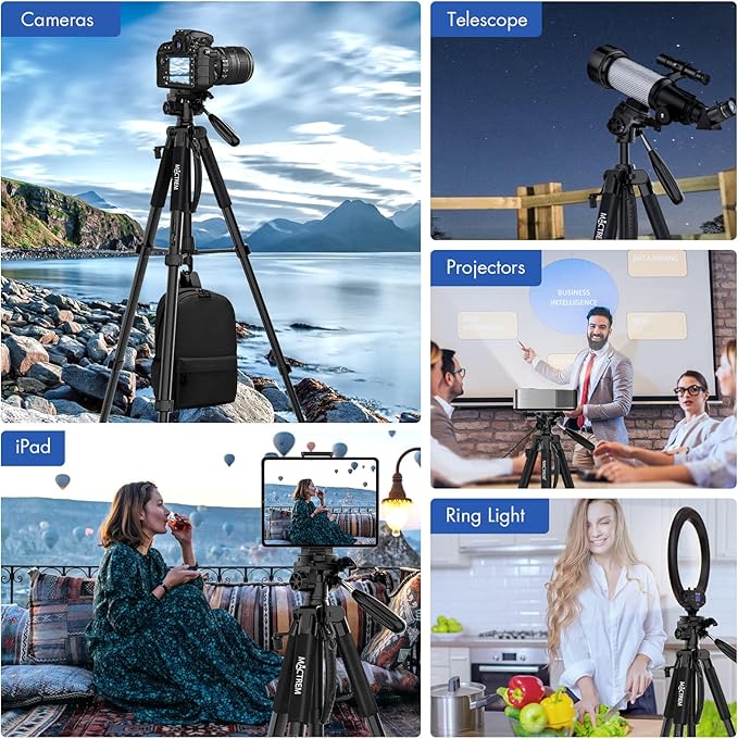 MACTREM 75 Inch Camera Tripod for Sony Canon Nikon, Lightweight Travel Video - Image 4