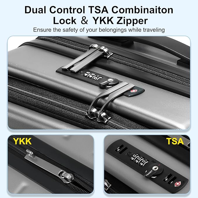 Carry On Luggage 22×14×9 Airline Approved, 20 Inch Lightweight ABS+PC Hard - Image 5
