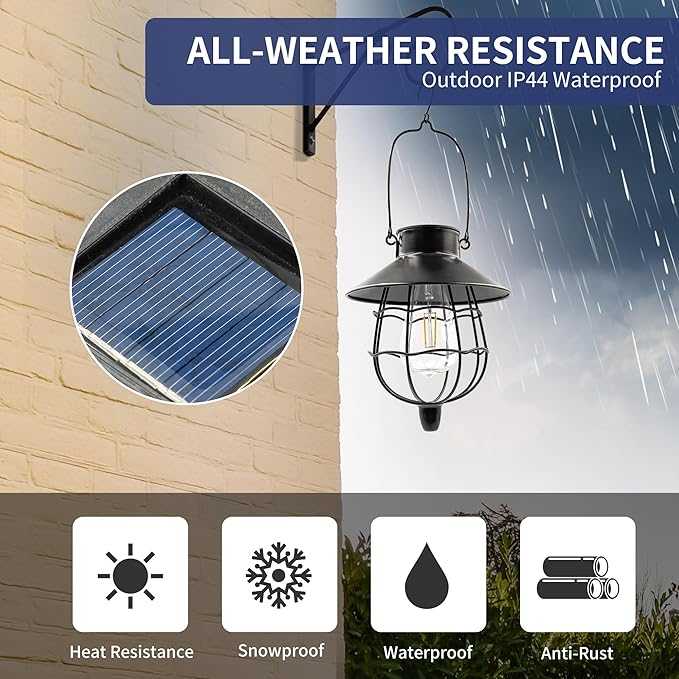 2 Pack Solar Lanterns Outdoor Waterproof Hanging Solar Lights - Image 5
