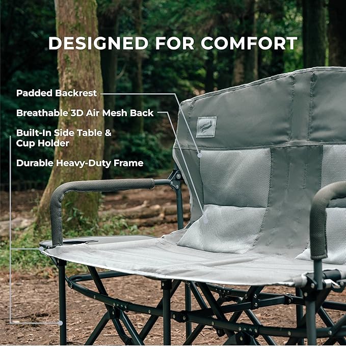 Oversized Double Portable Folding Director’s Loveseat Chair - Image 5