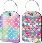 Tie-dye Fish Scale Luggage Tag for Suitcase Set of 2 PU Leather Cute Luggage by iapodiad