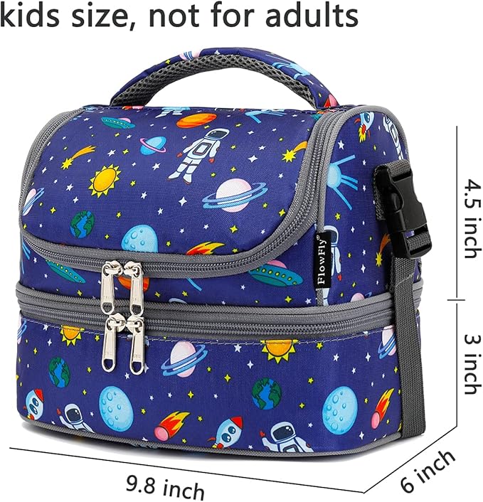 FlowFly Kids Double Decker Cooler Insulated Lunch Bag Large Tote - Image 3