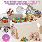 Large Toy Storage Box with Lid, Collapsible Sturdy Toys Storage Organizer Chest - Image 3