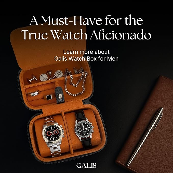 Galis Luxury Watch Case for Men High End Portable 2-Slot Watch Holder and Watch - Image 9