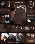 typecase Mens Wallet Card Holder: Pop Up Aluminum Case, Genuine Leather - Image 2