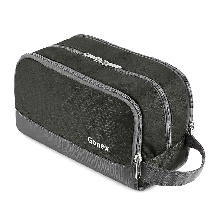 Gonex Travel Toiletry Bag Nylon, Dopp Kit Shaving Bag Toiletry Organizer Gray by Gonex