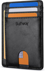 Buffway Slim Minimalist Front Pocket RFID Blocking Leather Wallets by Buffway