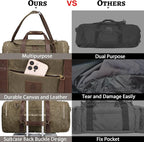 50L Duffle Bag for Men, Nomad Waxed Canvas Travel Duffel Bag Vintage Genuine - Image 6
