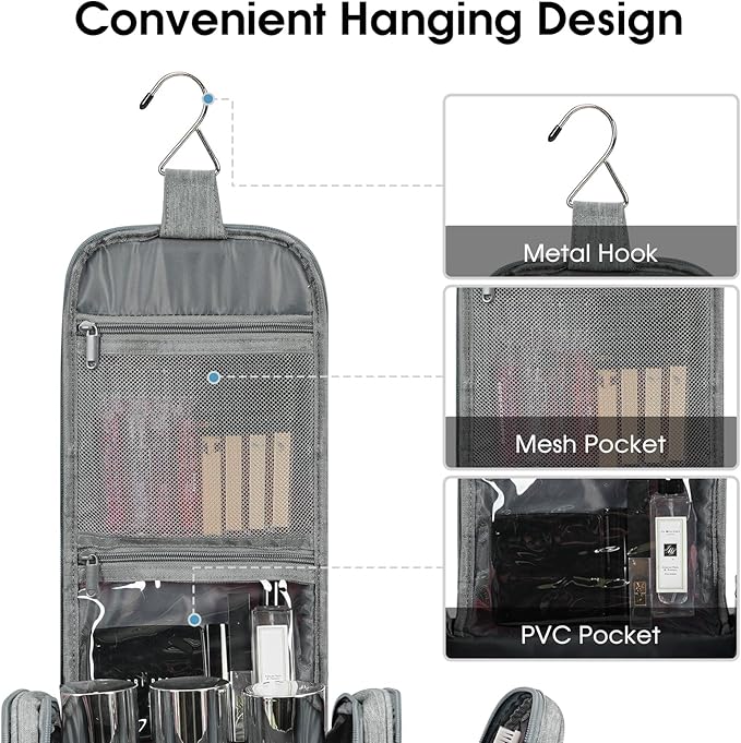 Narwey Hanging Toiletry Bag for Women Travel Makeup Bag Organizer Toiletries - Image 4