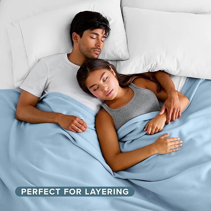 Bare Home Lightweight Polar Fleece Blanket Light Blue Twin/Twin XL - Image 5