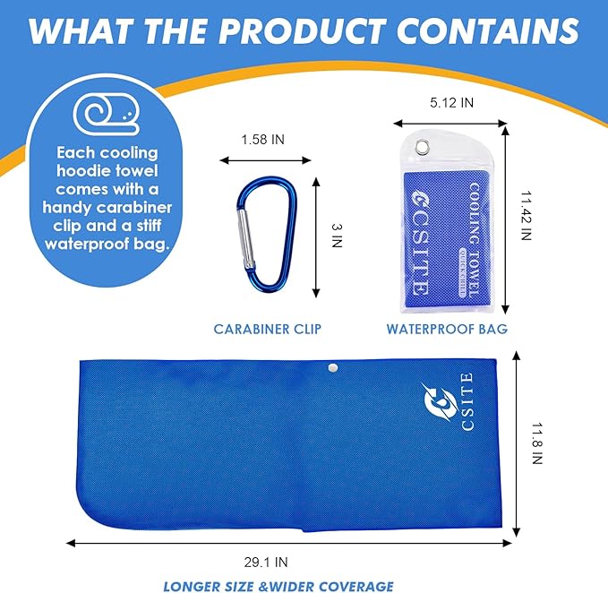 4 Pack Cooling Hoodie Towels for Neck and Face, UPF 50 Sun Protection & Instant - Image 6