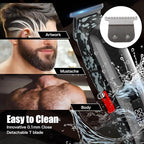 Professional Hair Clippers for Men, Cordless Barber kit for Hair Cutting & Grooming, Black Hair Clippers and Trimmer Set for Barber Haircut with LED Display, 8 Fade Taper Combs
