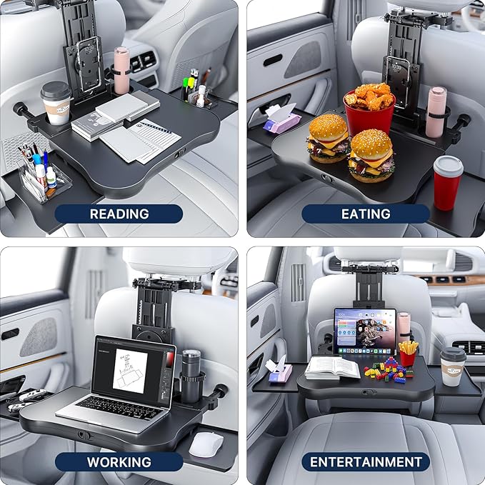Car Back Seat Tray Table, Stable Foldable Auto Backseat Food Trays Desk - Image 2