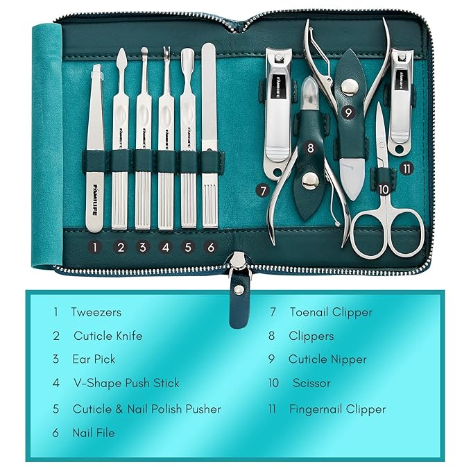 FAMILIFE Nail Kit, Professional Manicure Set Manicure Kit, 11 in 1 Stainless - Image 4