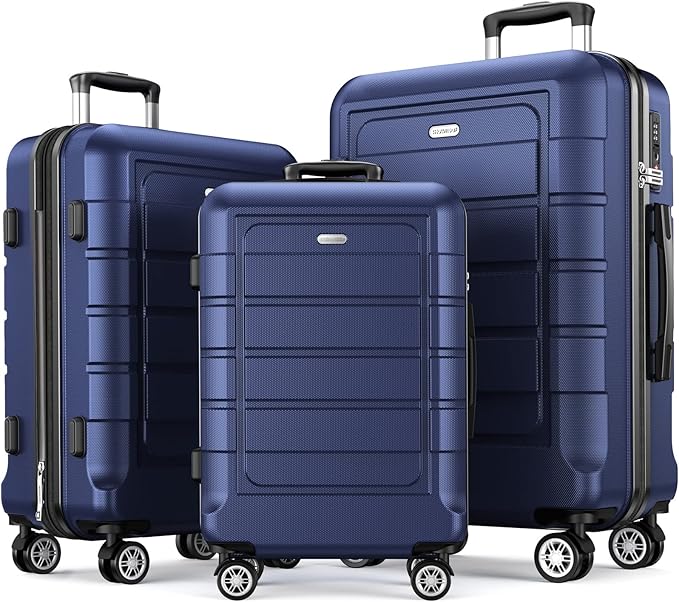 SHOWKOO Luggage Sets Expandable PC+ABS Durable Suitcase Double Wheels TSA Lock by SHOWKOO