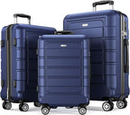 SHOWKOO Luggage Sets Expandable PC+ABS Durable Suitcase Double Wheels TSA Lock by SHOWKOO