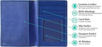 Personalized Monogrammed Cobalt Blue Leather RFID Passport Wallet - Image 2