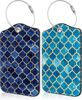 2 Pack Luggage Tag for Suitcase Arabic Mosaic and Mosque Window Shape Leather by Unknown