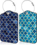 2 Pack Luggage Tag for Suitcase Arabic Mosaic and Mosque Window Shape Leather by Unknown