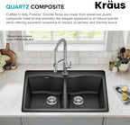 KRAUS Forteza 33-inch Granite Drop In/Undermount 50/50 Double Bowl White - Image 6