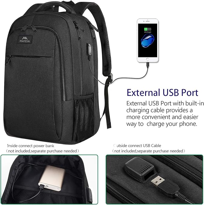 MATEIN Extra Large Travel Backpack, TSA Friendly 18.4 Inch Laptop Backpack - Image 3