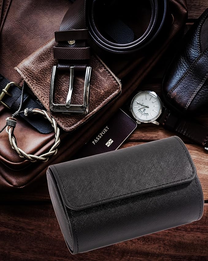 MR.OKAY 2 Watch Travel Case- Classic Leather Watch Case - Image 6