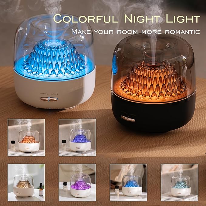 Essential Oil Diffuser,Portable Humidifier with Cool Mist, 7 Colors Night Light, and Auto Shut-Off,Perfect for Home, Office, and Yoga (Black)