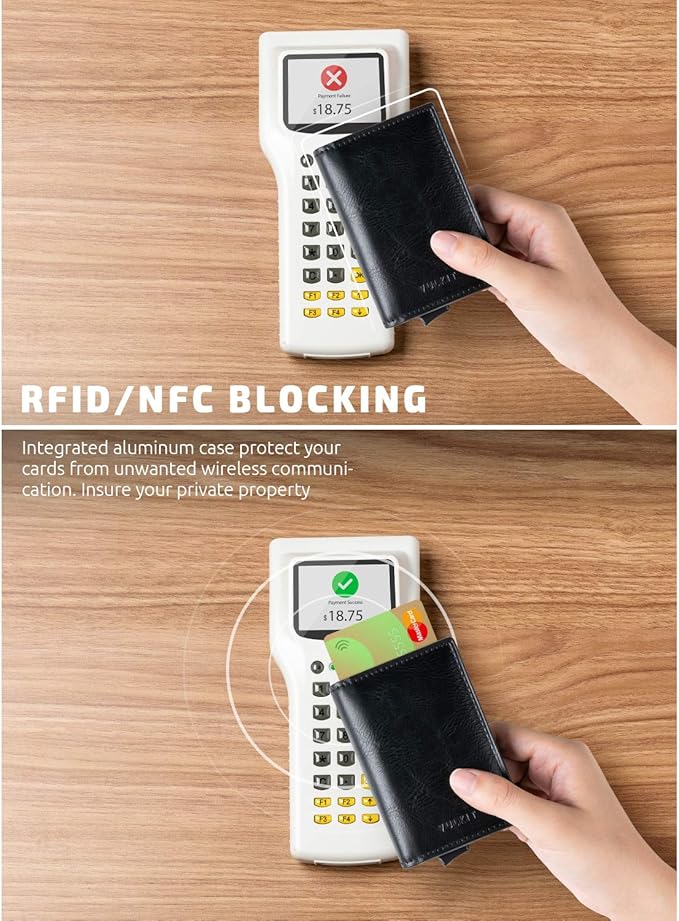 VULKIT Card Holder Pop Up Slim Wallet Leather RFID Blocking Card Case Up to 8 - Image 3